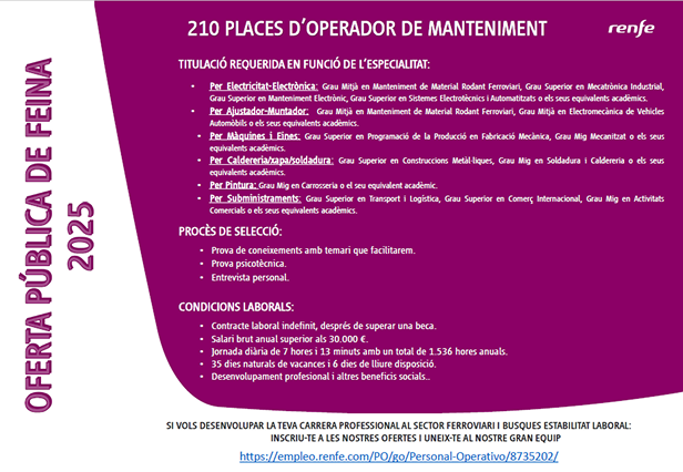 OPERADORS/ORES MANTENIMENT RENFE
